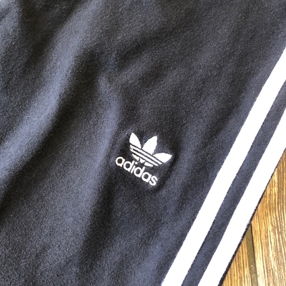 SOLD Adidas Black 3 White Stripe Leggings Pants - Picture 3 of 10